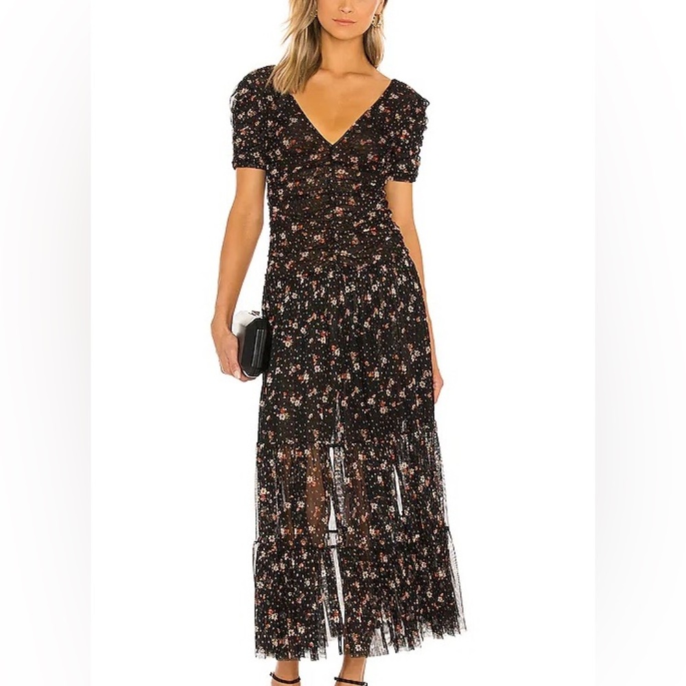 Misa Los Angeles Rebecca Dress in Autumn Ditsy Mesh